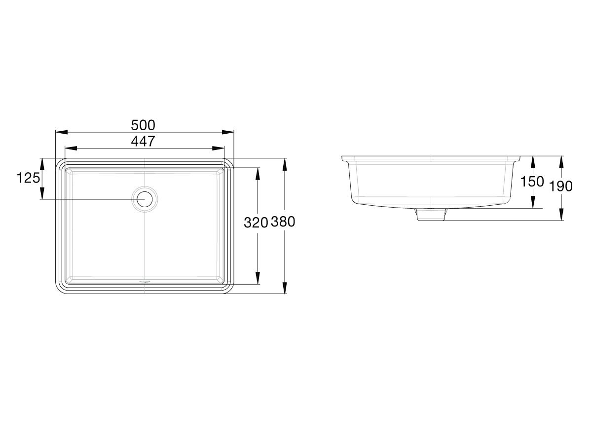 American Standard Heron Under Counter Basin with Overflow No Taphole 500 White