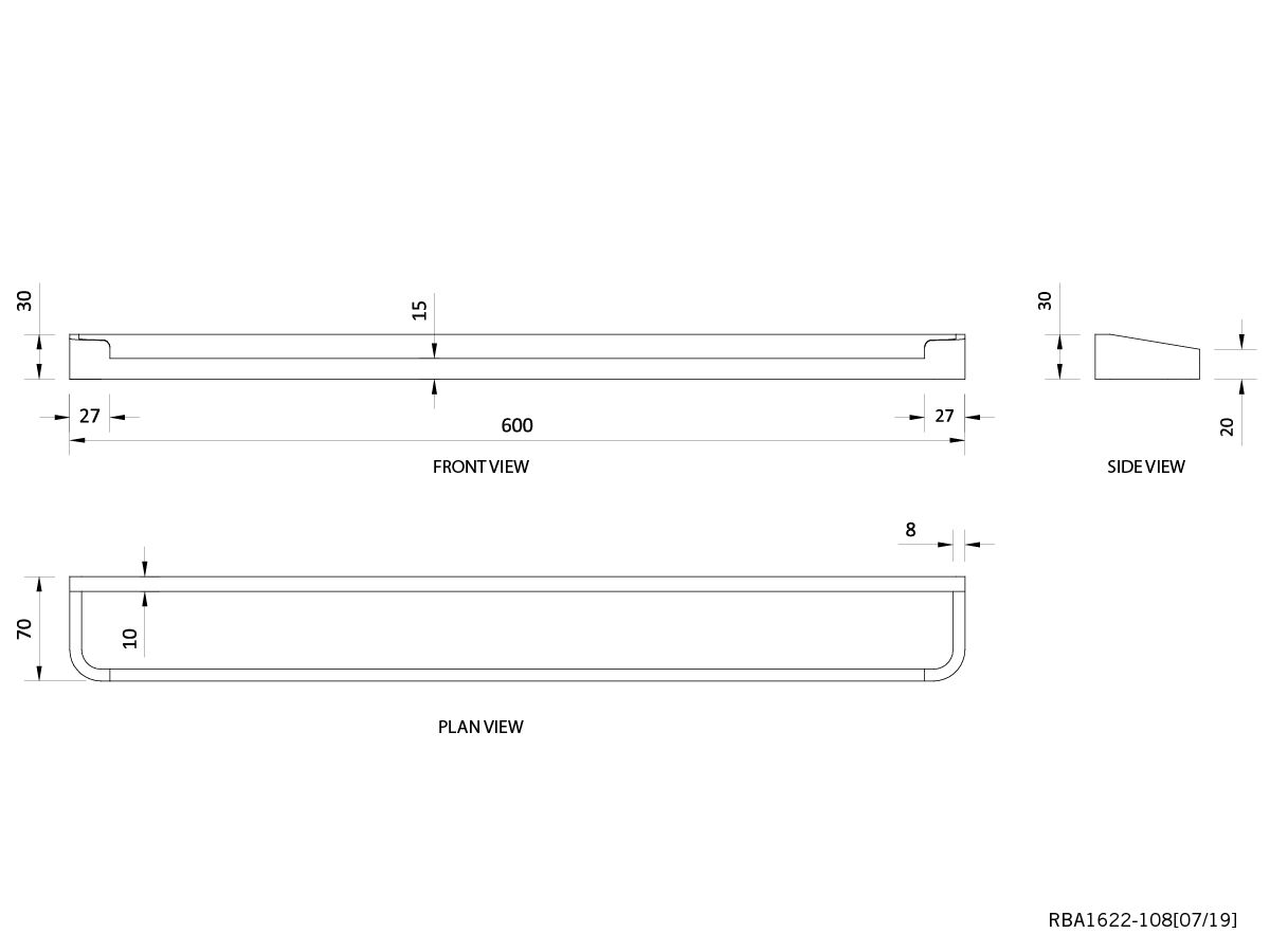 Enda Towel Rail 600mm Width Chrome