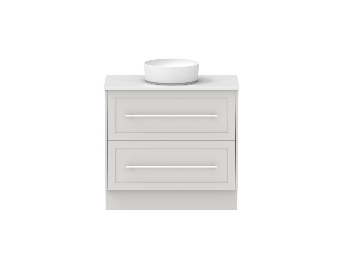 Hero - Kado Lux All Drawer 900mm Floor Mounted Vanity Centre Basin 20mm - Feather Grey - Front