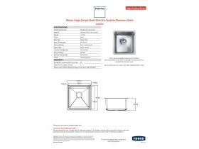 Specification Sheet - Memo Hugo Single Bowl Sink Nth SS