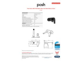 Specification Sheet - Posh Solus MK3 Wall Basin Mixer Set Matte Black (4 Star)