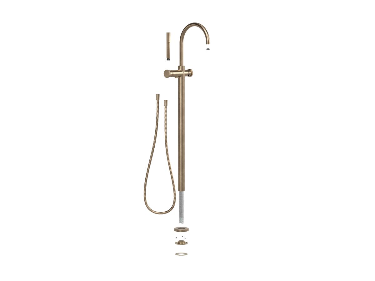 Supporting Image - Faucet Strommen Vara Disc Floor Mounted Bath Mixer with Handshower Kit Discovery Bronze (3 Star)