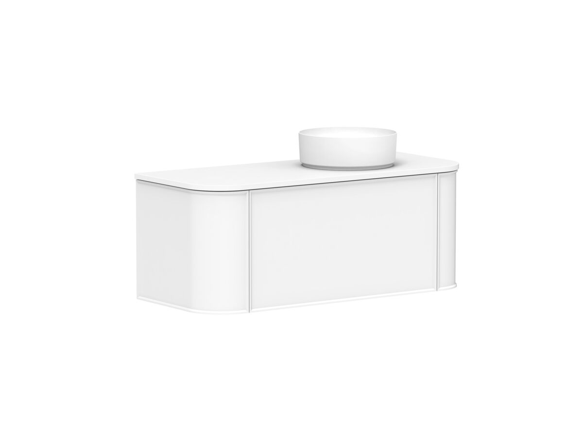 Supporting Image - Kado Era Double Curve All Drawer 1200mm Wall Hung Vanity with Right Hand Basin 20mm Top Matte White