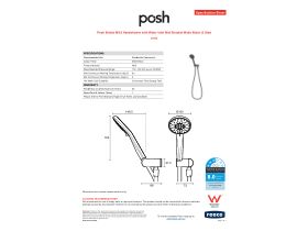 Specification Sheet - Posh Bristol MK2 Handshower with Water Inlet Wall Bracket Matte Black (3 Star)