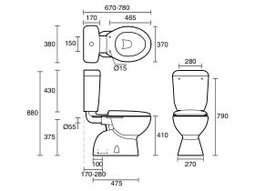 Posh Solus Round Link Toilet Suite S Trap with Soft Close Seat White (4 Star)