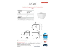 Specification Sheet - Kado Lussi Wall Hung Vortex Rimless Pan Only White (4 Star)