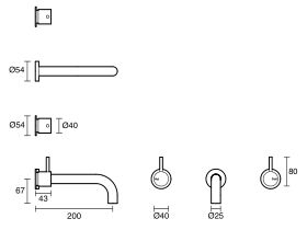 Sussex Scala 25mm Wall Basin Set Curved 200mm
