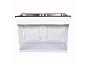 Supporting Image - Posh Bristol Double Laundry Trough & Cabinet 45L + 45L with 1 Taphole and Bypass Stainless Steel - Back