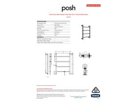 Specification Sheet - Posh Solus MK2 Heated Towel Rail 500 x 700mm Matte Black