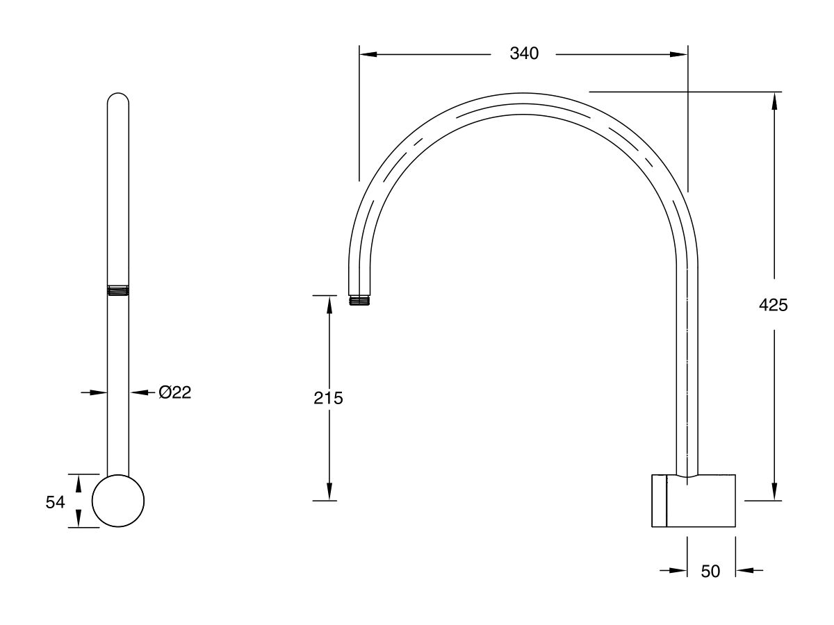 Sussex Pure Hi-Rise Shower Curved Arm Only