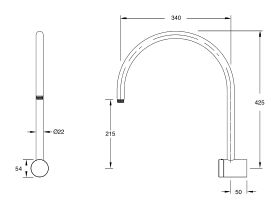 Sussex Pure Hi-Rise Shower Curved Arm Only
