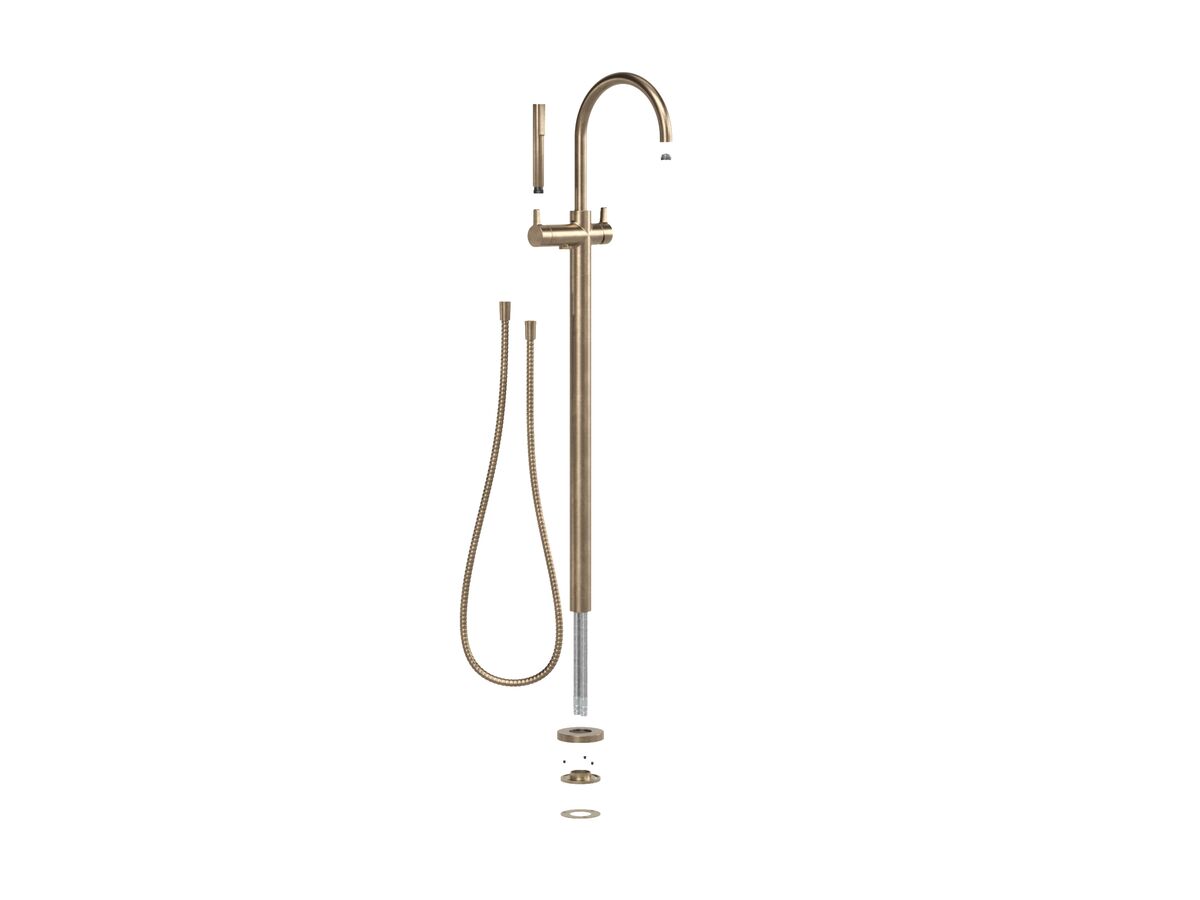 Supporting Image - Faucet Strommen Vara Fin Floor Mounted Bath Mixer with Handshower Kit Discovery Bronze (3 Star)