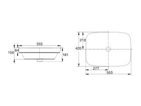 American Standard Cygnet Semi Inset Basin 553mm White