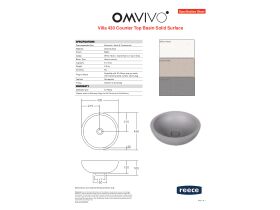 Specification Sheet - Omvivo Villa Round Above Counter Basin 430mm