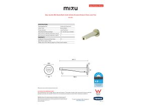 Specification Sheet - Mizu Soothe MK2 Basin/Bath Outlet 200mm Brushed Brass (6 Star) Lead Free