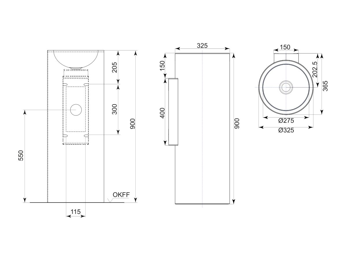 Alape Circa Freestanding Basin with Fixings 325mm White