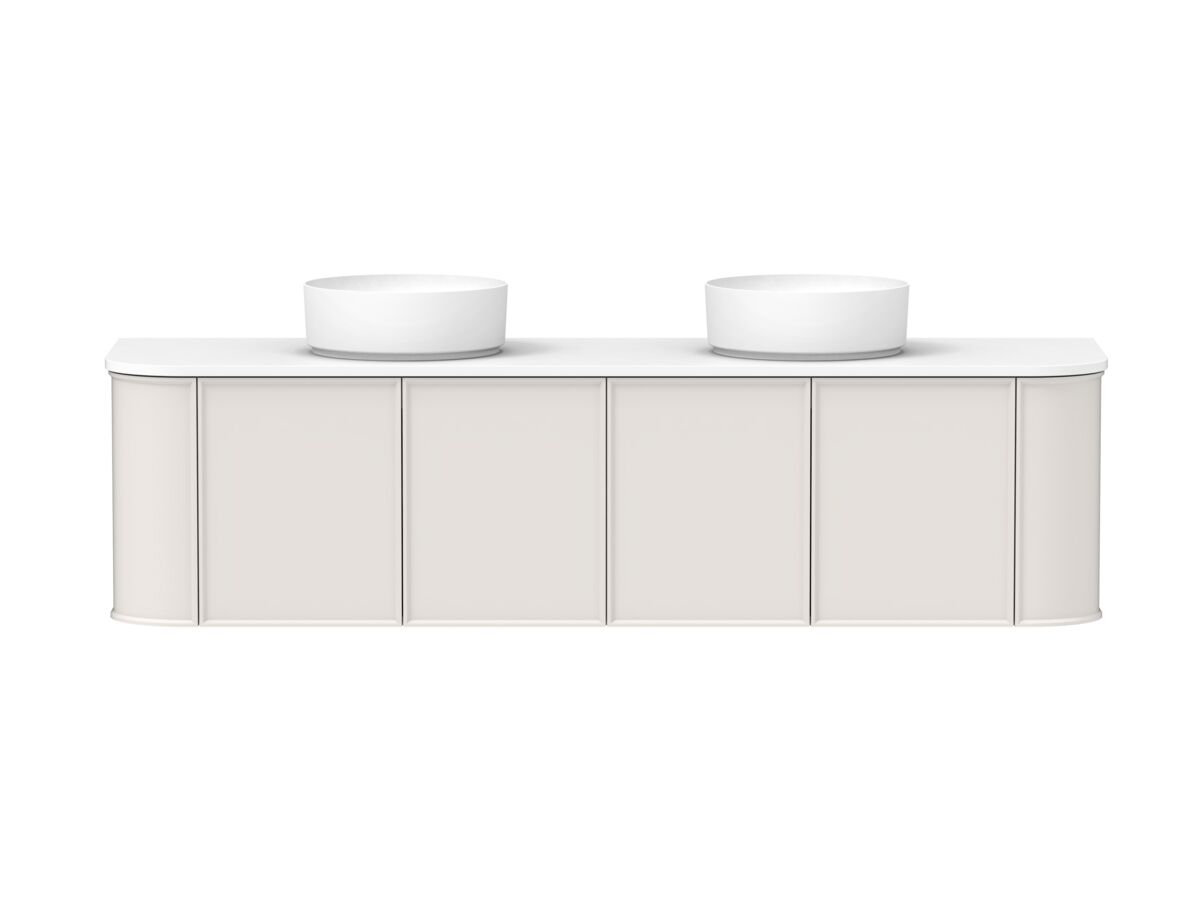 Hero - Kado Era Double Curve All Door 1800mm Wall Hung Vanity with Double Basin 20mm Top Feather Grey