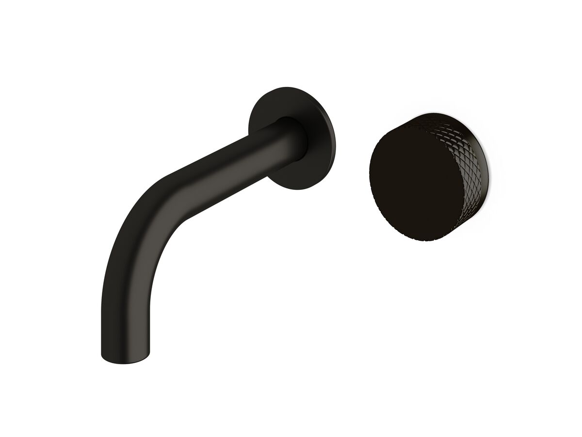Sussex Pure Progressive Wall Basin Mixer Tap System 160mm with Diamond Textured Handle PVD Matte Black (3 Star)