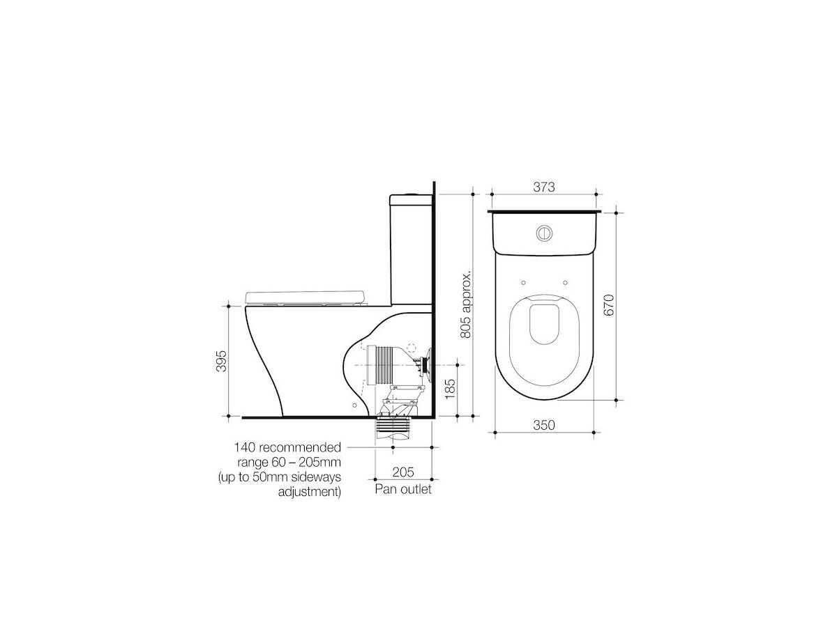 Caroma Luna Cleanflush Wall Faced Close Coupled Toilet Suite with Soft Close Seat White (4 Star)