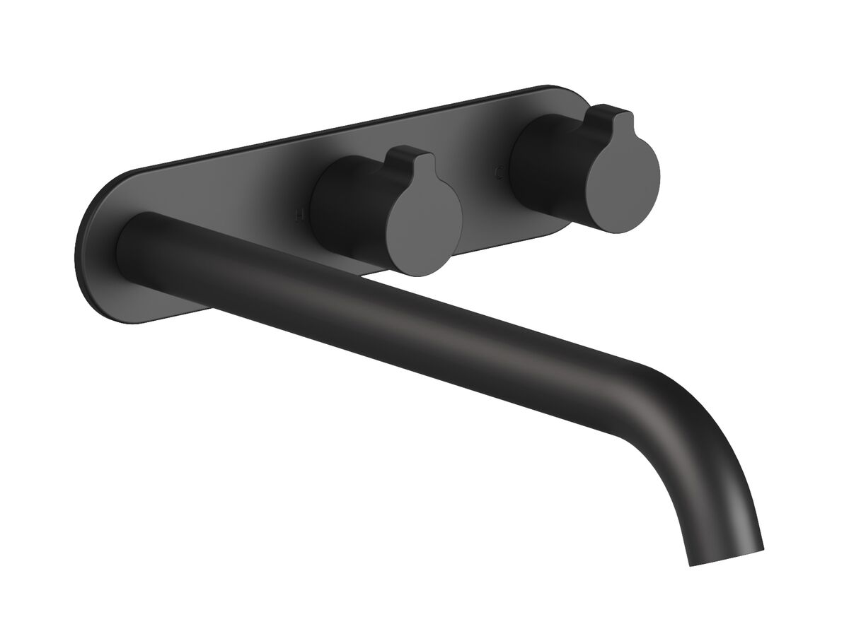 Hero - Faucet Strommen Vara Fin Wall Basin / Bath Hostess Tap System Right Hand 250mm Kit Matte Black (6 Star) Lead Free