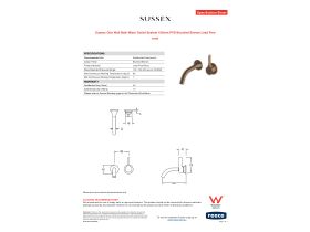 Specification Sheet - Sussex Oria Wall Bath Mixer Outlet System 165mm PVD Brushed Bronze Lead Free