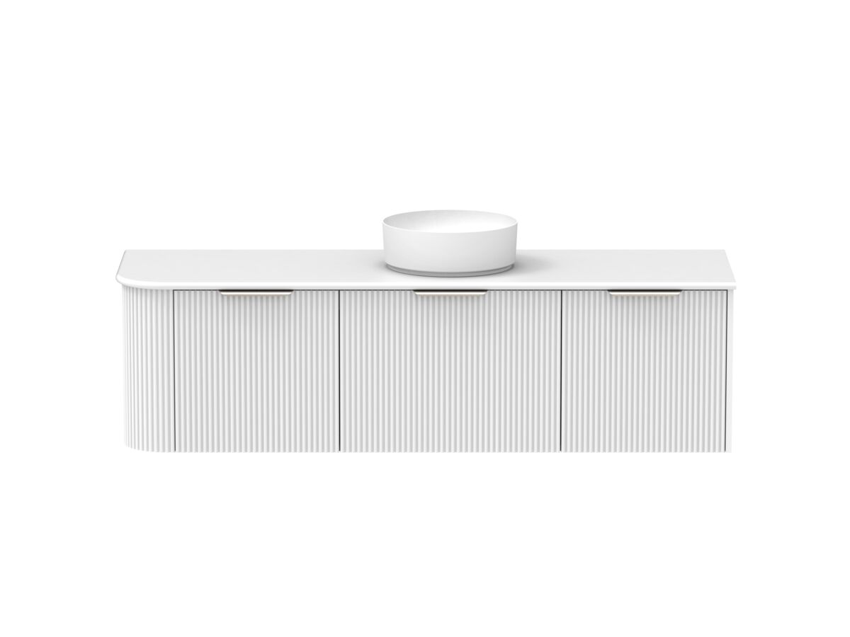 Supporting Image - Kado Neue Fluted Single Curve All Drawer 1650mm Wall Hung Vanity with Centre Basin 20mm Top Ultra White