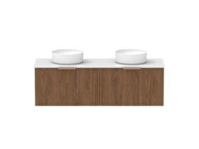 Supporting Image - Kado Lux Slim All Drawer 1500mm Wall Hung Vanity with Double Basin 20mm Top Florentine Walnut