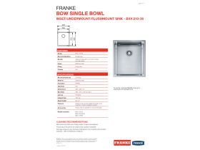 Technical Guide - Franke Bow Bxx210-36 S/Bowl Sink Only SS