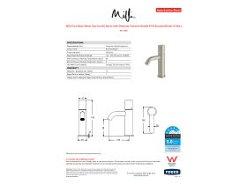 Specification Sheet - Milli Pure Basin Mixer Tap Curved Spout with Diamond Textured Handle PVD Brushed Nickel (5 Star)