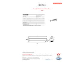 Specification Sheet - Sussex Scala Bath Wall Outlet 200mm Chrome