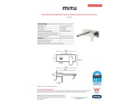 Specification Sheet - Mizu Silk Wall Basin/Bath Mixer Tap Set Kit 188mm Brushed Nickel (6 Star) Lead Free