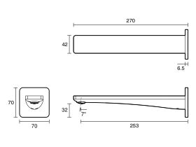 Technical Drawing - Mizu Bloc Basin Bath Outlet 250 (6 Star) Lead Free