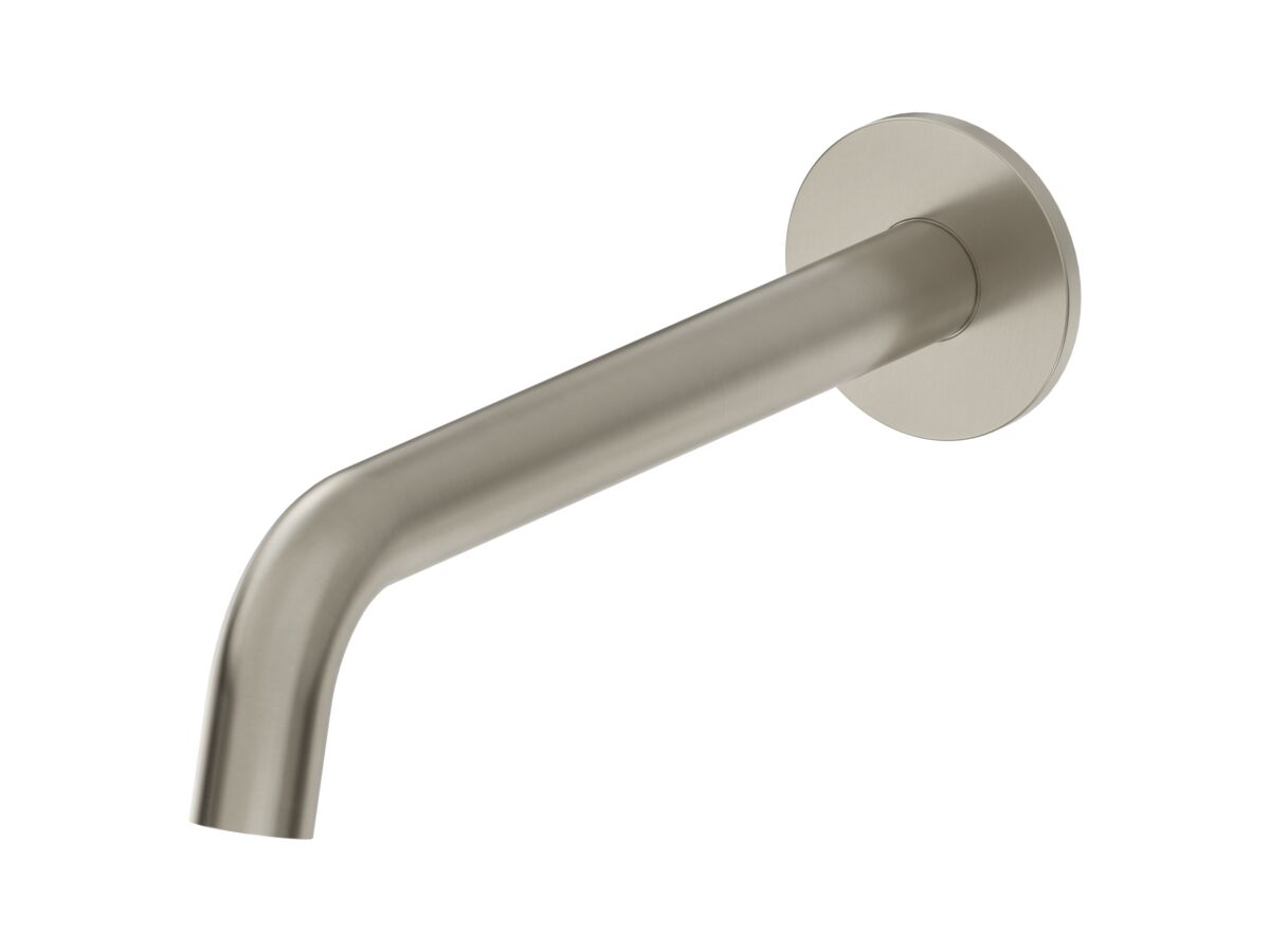 Mizu Drift Wall Basin/Bath Outlet Curve Spout 250 Brushed Nickel (6 Star)