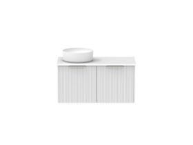 Supporting Image - Kado Neue Fluted Square 900mm Wall Hung Vanity with Left Basin 20mm Top Ultra White