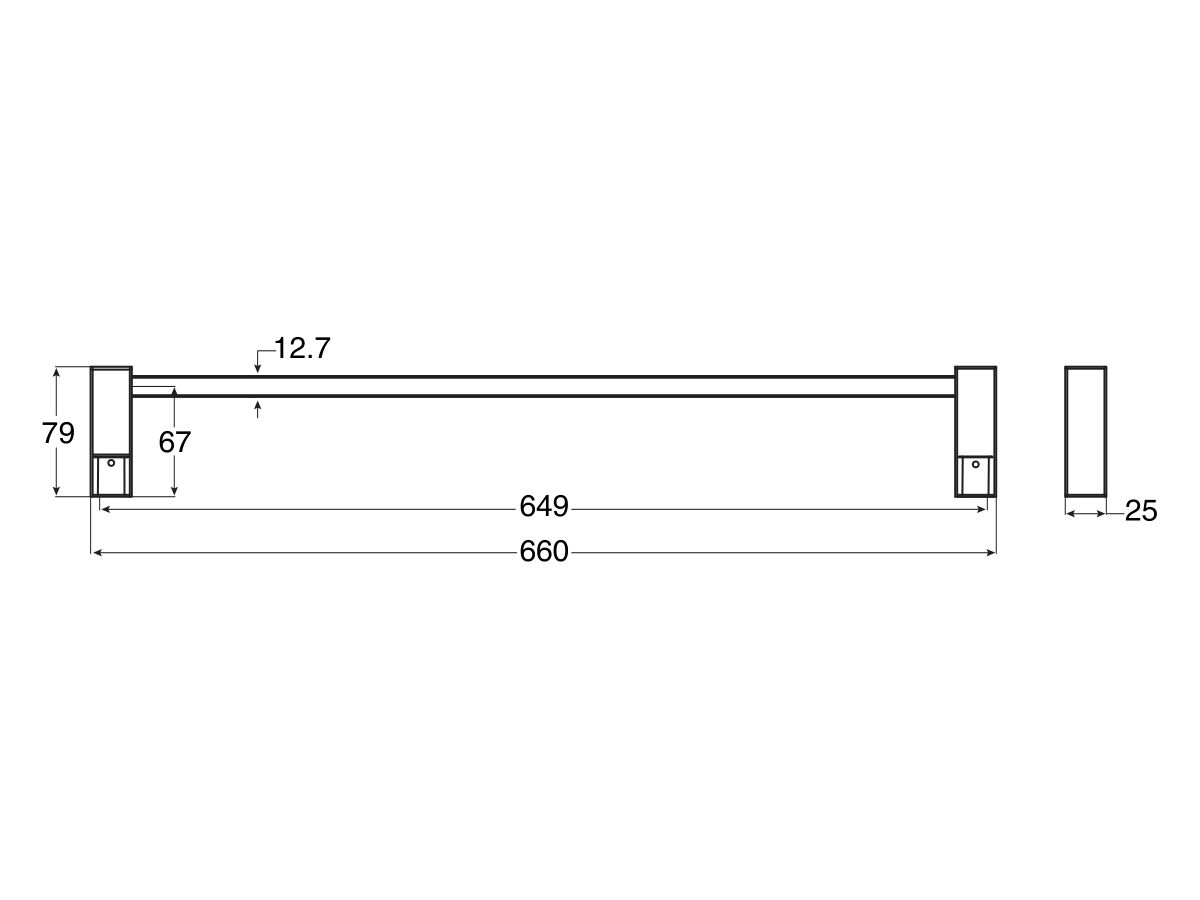 Mizu Bloc MK2 Single Towel Rail 660mm Chrome