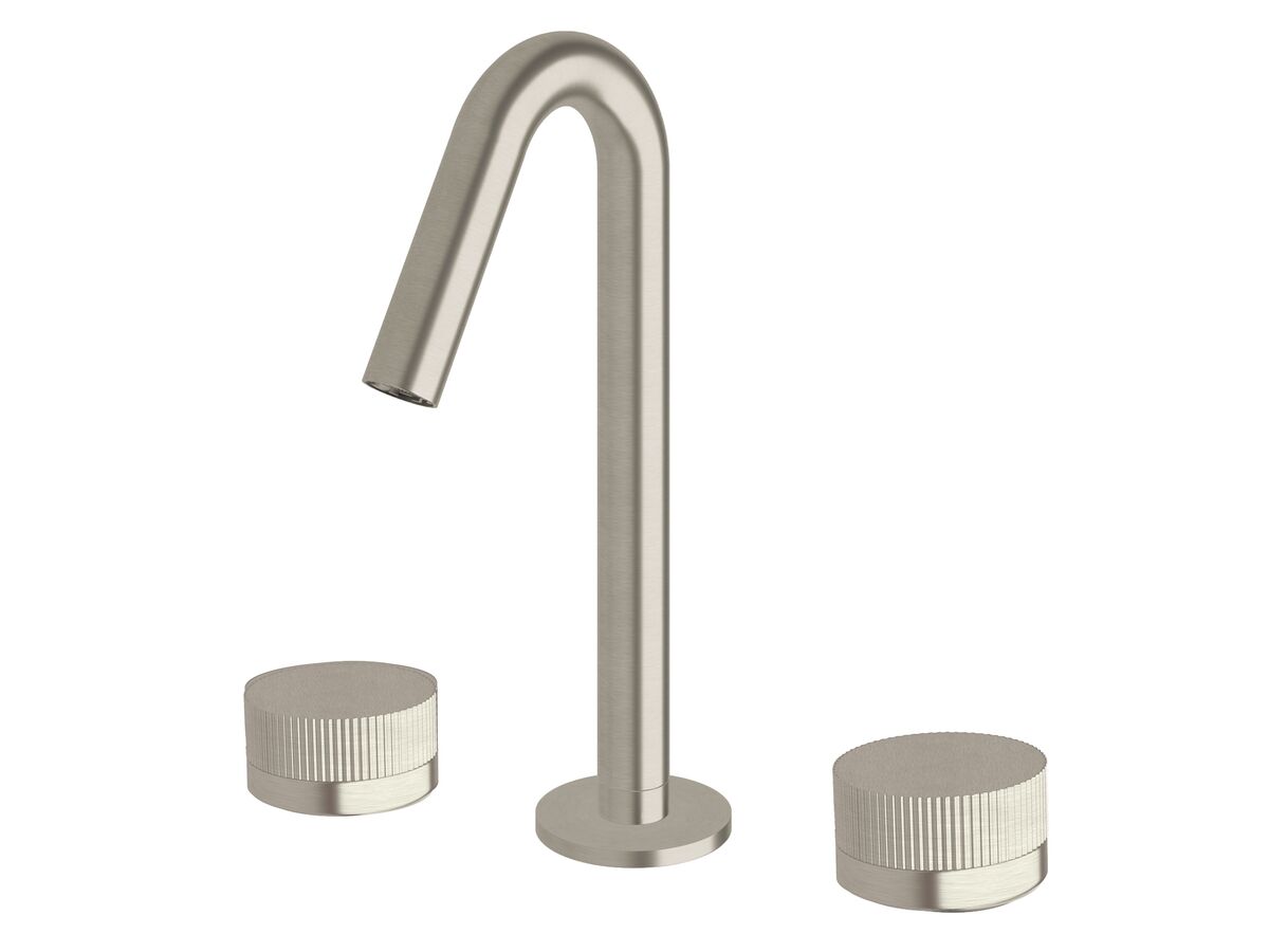Sussex Pure Basin Set with Linear Textured Handles PVD Brushed Nickel (5 Star)