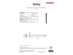 Specification Sheet - Mizu Bloc Ceiling Shower Arm 300mm Matte Black