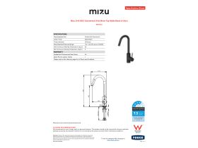 Specification Sheet - Mizu Drift MK2 Gooseneck Sink Mixer Tap Matte Black (4 Star)