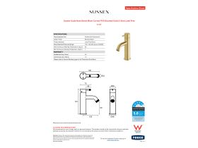Specification Sheet - Sussex Scala Nova Basin Mixer Curved PVD Brushed Gold (5 Star) Lead Free