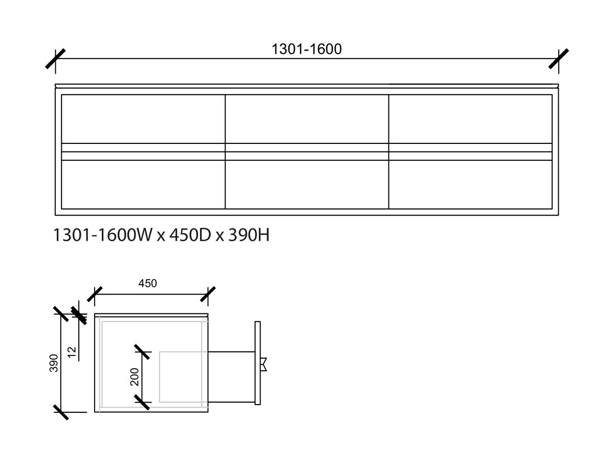 ISSY Z8 Vanity Unit 6 Drawer Custom 1301-1600