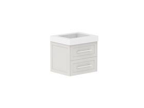 Supporting Image - Kado Lux All Drawer 600mm Wall Hung Vanity Centre Basin 90mm - Feather Grey - Angle