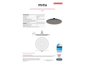 Specification Sheet - Mizu Drift Brass Overhead Shower 200mm Matte Black (3 Star)
