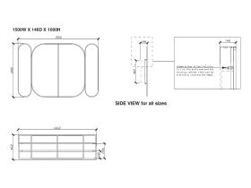 ISSY Blossom 1500 x 1000mm Triple Mirror with Shaving Cabinet (Recessed)