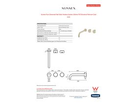 Specification Sheet - Sussex Pure Elemental Wall Bath Hostess System 200mm PVD Brushed Platinum Gold