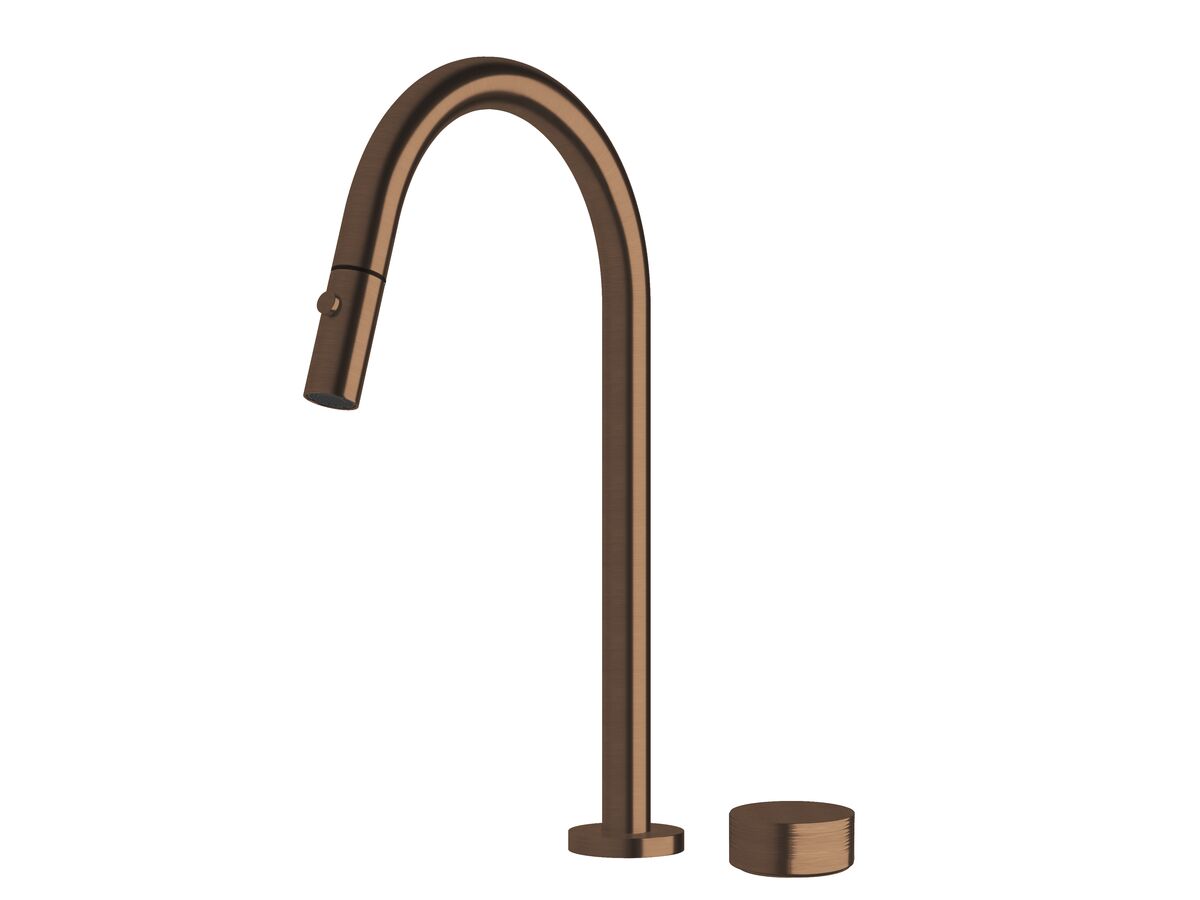 Sussex Pure Progressive Sink Mixer Tap Set with Pull Out Spray and Cirque Textured Handle PVD Brushed Bronze (4 Star)