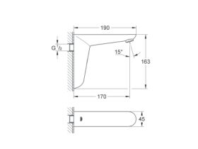 GROHE Euroeco Cosmopolitan E Wall Mount Sensor Tap Chrome