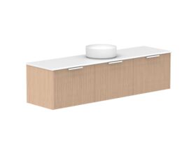 Supporting Image 2- Kado Neue Fluted Square All Drawer 1800mm Wall Hung Vanity with Centre Basin 20mm Top Blonde Oak