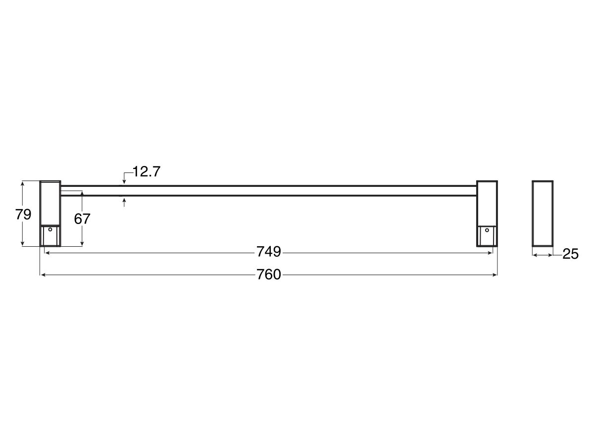 Mizu Bloc MK2 Single Towel Rail 760mm