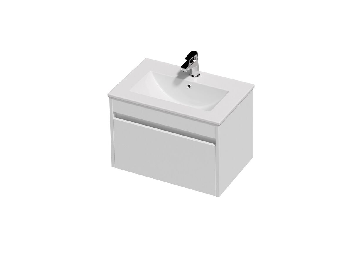 Posh Domaine Ensuite 600 1 Drawer Wall Hung White Console Top Gloss White
