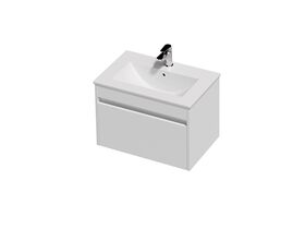 Posh Domaine Ensuite 600 1 Drawer Wall Hung White Console Top Gloss White